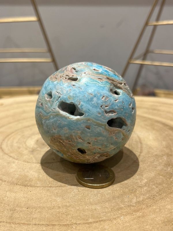 Sphère aragonite bleue (0.350 Kg)