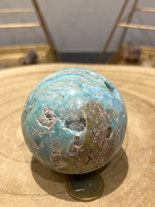 Sphère aragonite bleue (0.350 Kg)