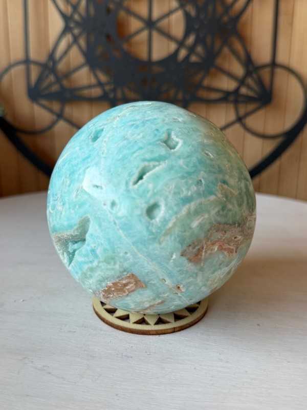 Sphère en aragonite bleue (0.783kg)