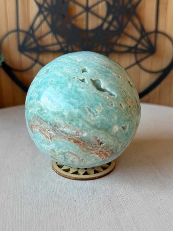 Sphère en aragonite bleue (0.783kg)