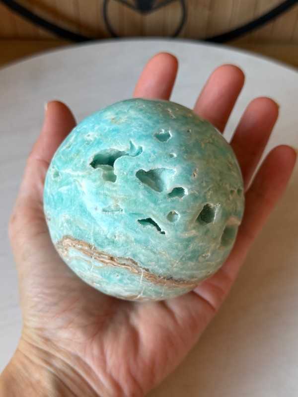 Sphère en aragonite bleue (0.783kg)