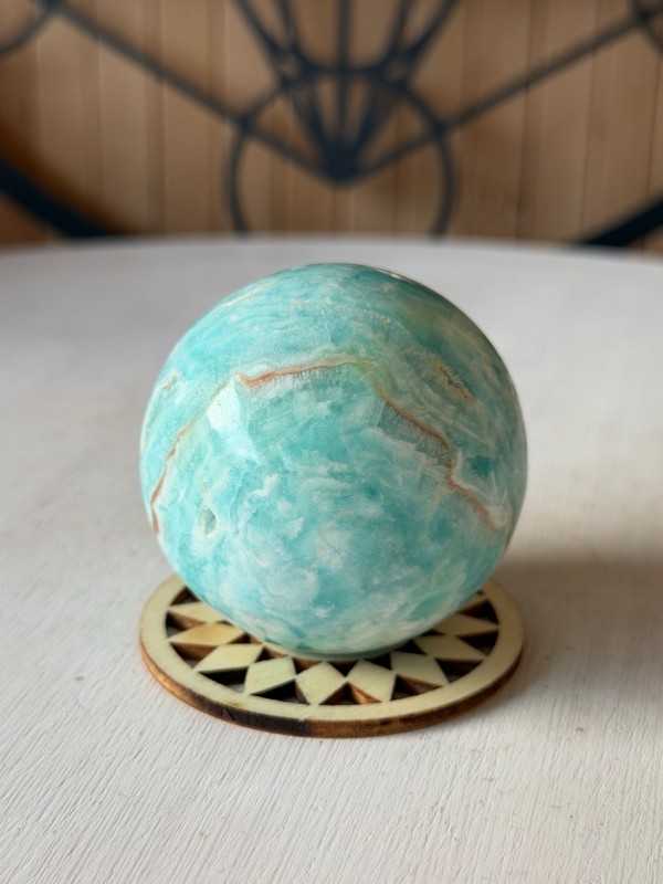 Sphère en aragonite bleue (0.162kg)