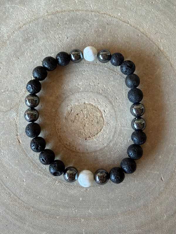 Bracelet homme, hématite, magnésite, pierre de lave (0.026kg)