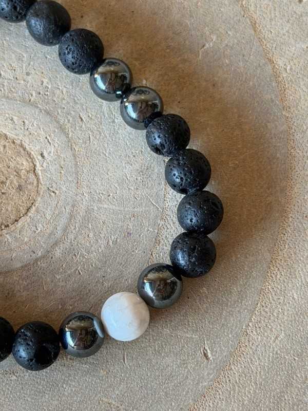 Bracelet homme, hématite, magnésite, pierre de lave (0.026kg)