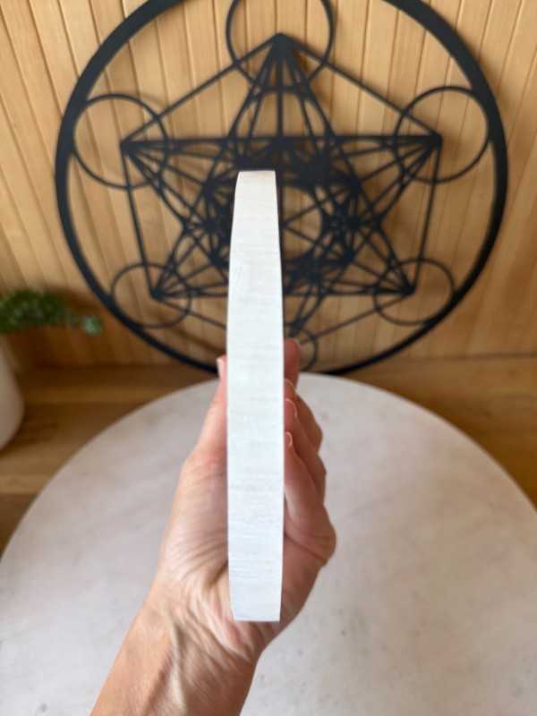 Disque sélénite fleur de vie (0.71kg)